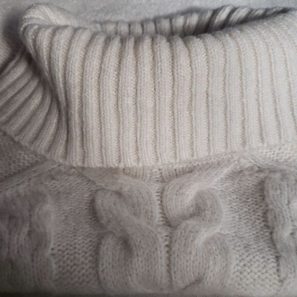 Banana Republic Sweater Dress Petite Large Cable Knit Cream Alpaca Wool Blend - Picture 7 of 8